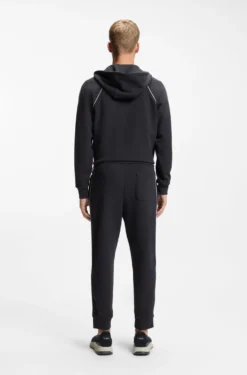 Cotton-blend zip-up hoodie with piping details