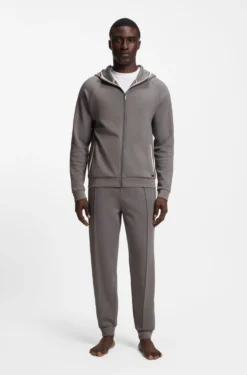 Cotton-blend zip-up hoodie with contrast binding