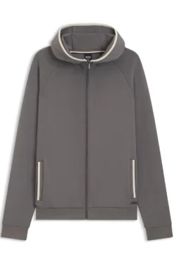 Cotton-blend zip-up hoodie with contrast binding