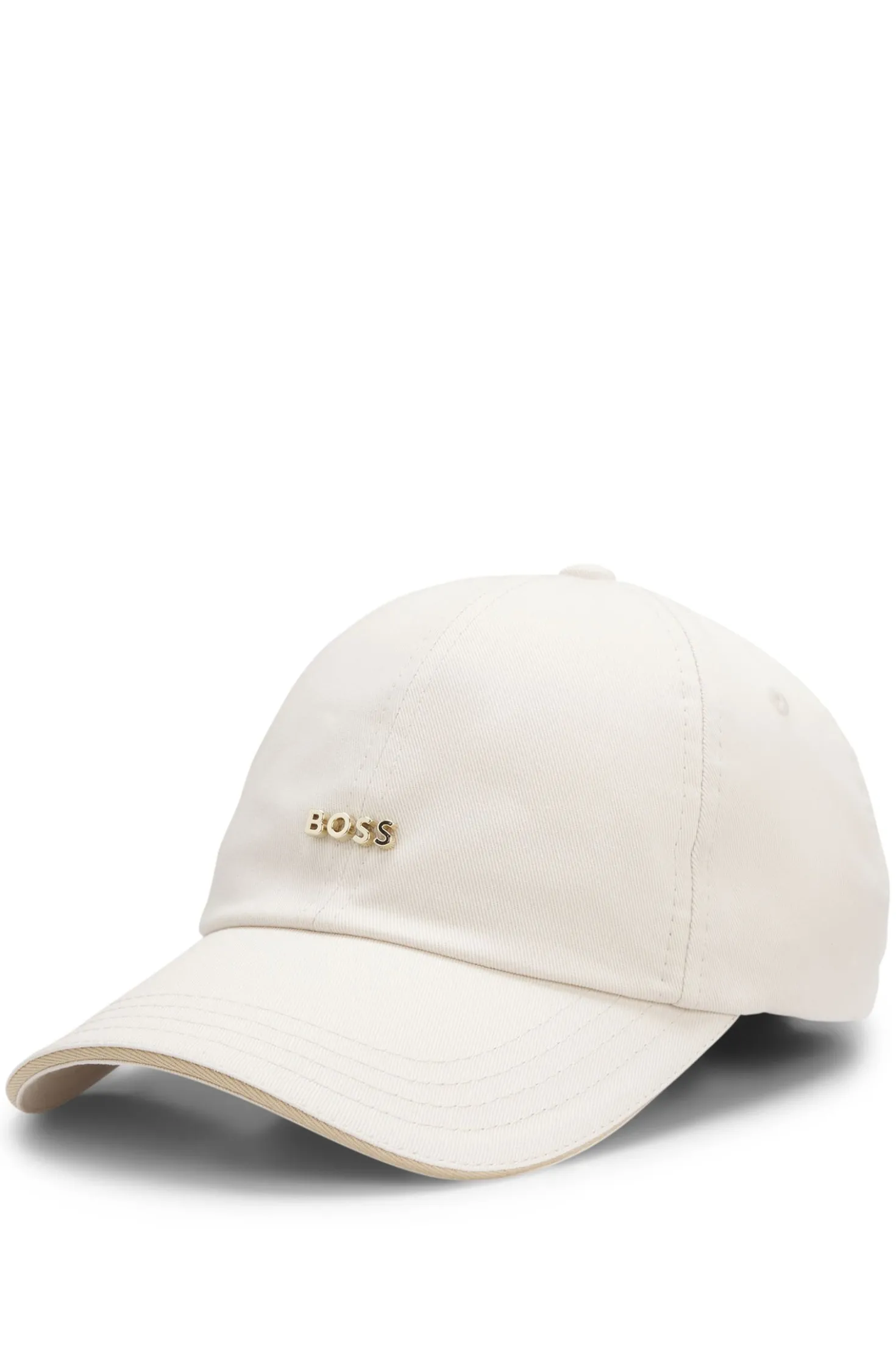 Cotton cap with metal logo lettering