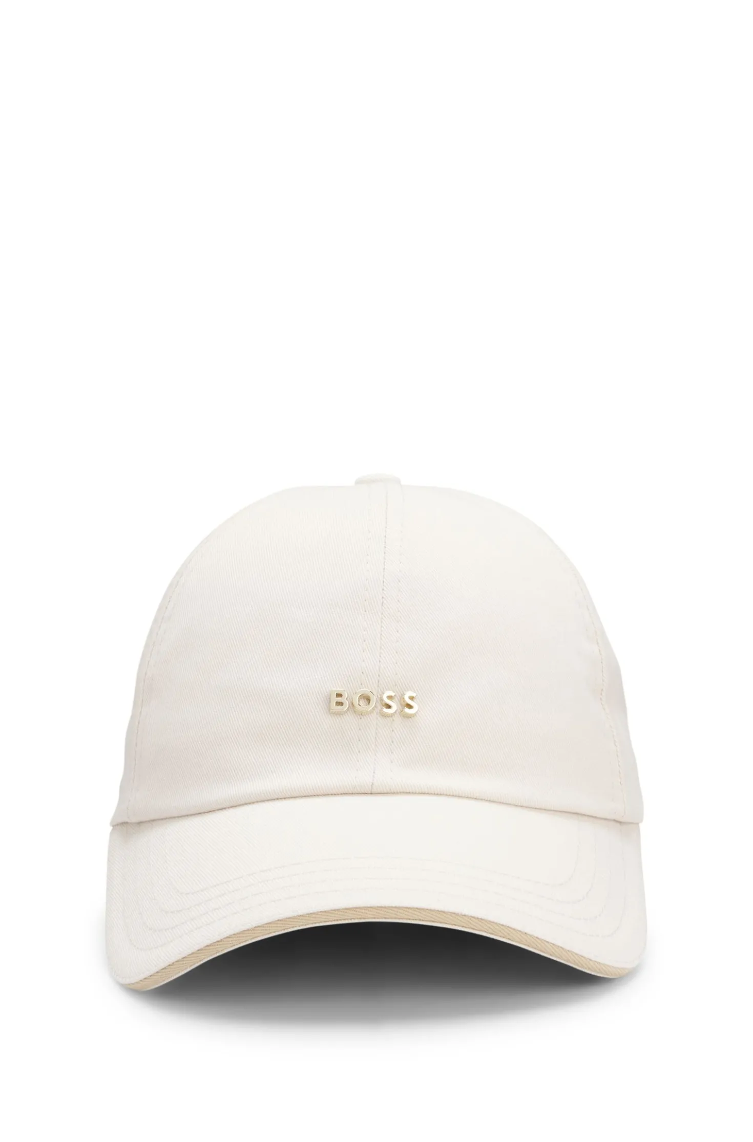 Cotton cap with metal logo lettering