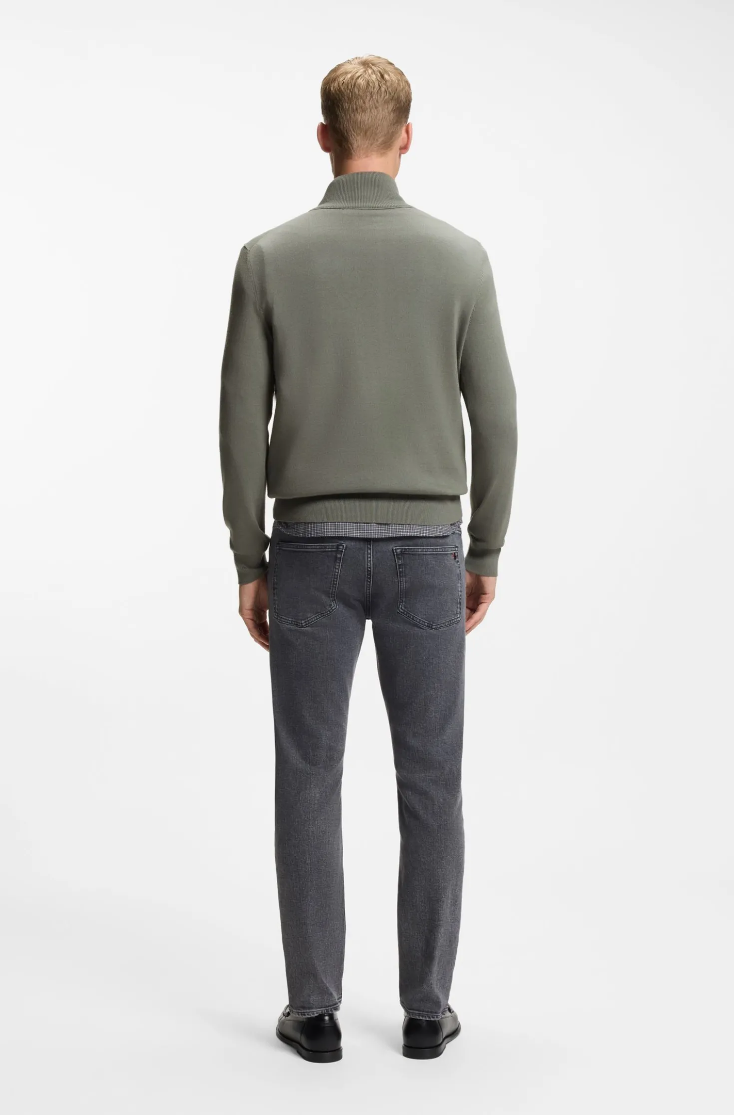 Cotton-cashmere sweater with zip collar