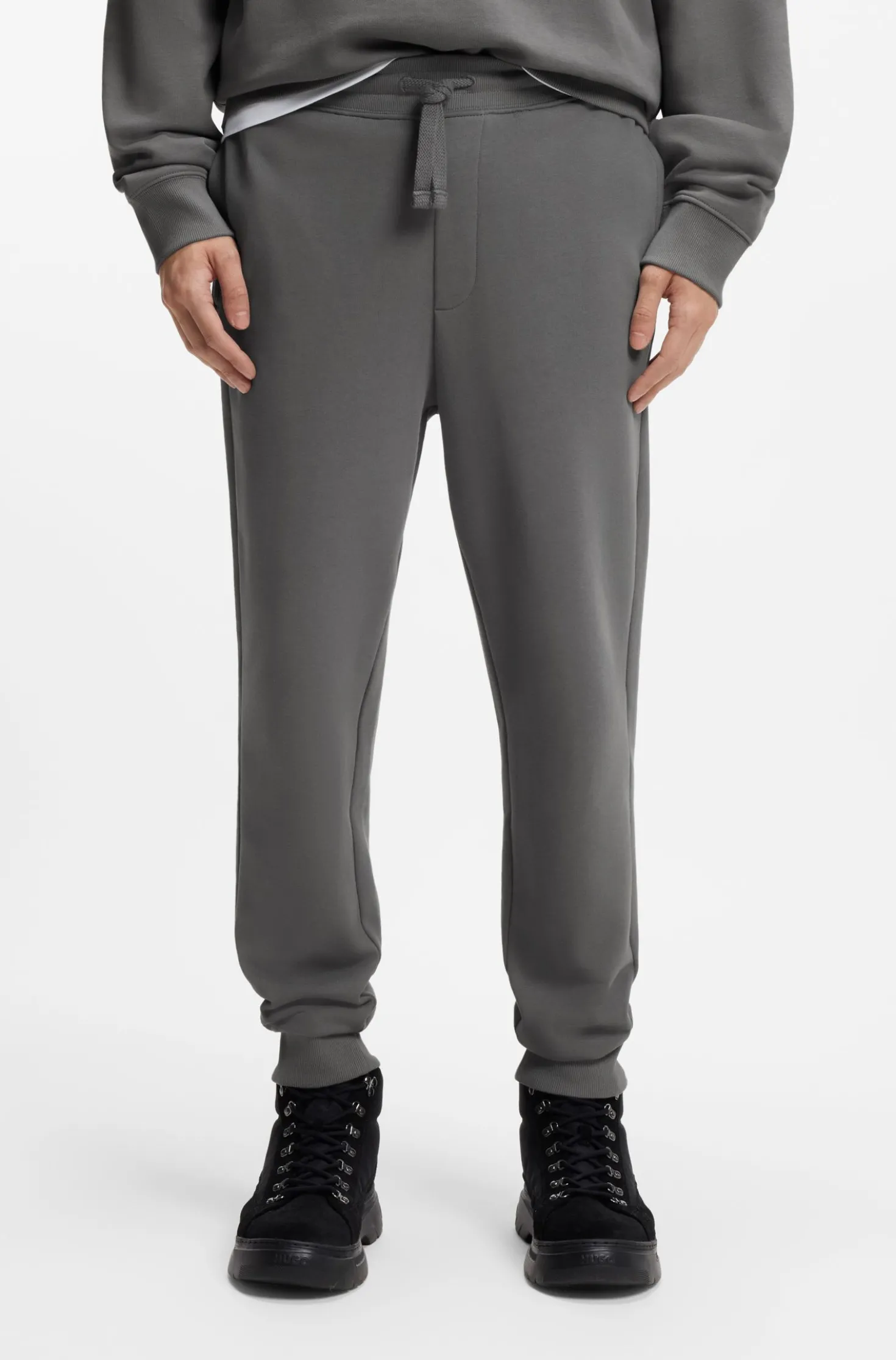 Cotton casual trousers with elasticated cuffs