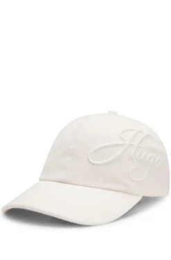 Cotton-corduroy cap with logo embroidery