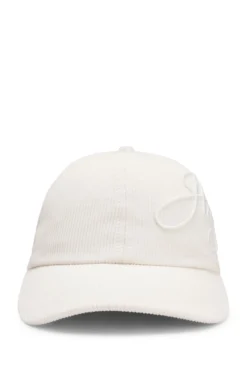 Cotton-corduroy cap with logo embroidery