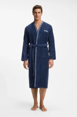 Cotton dressing gown with embroidered logo