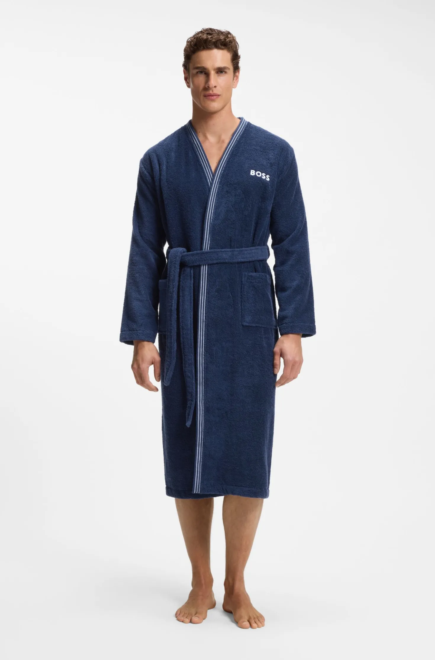 Cotton dressing gown with embroidered logo