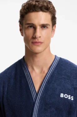 Cotton dressing gown with embroidered logo