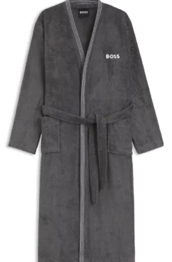 Cotton dressing gown with embroidered logo