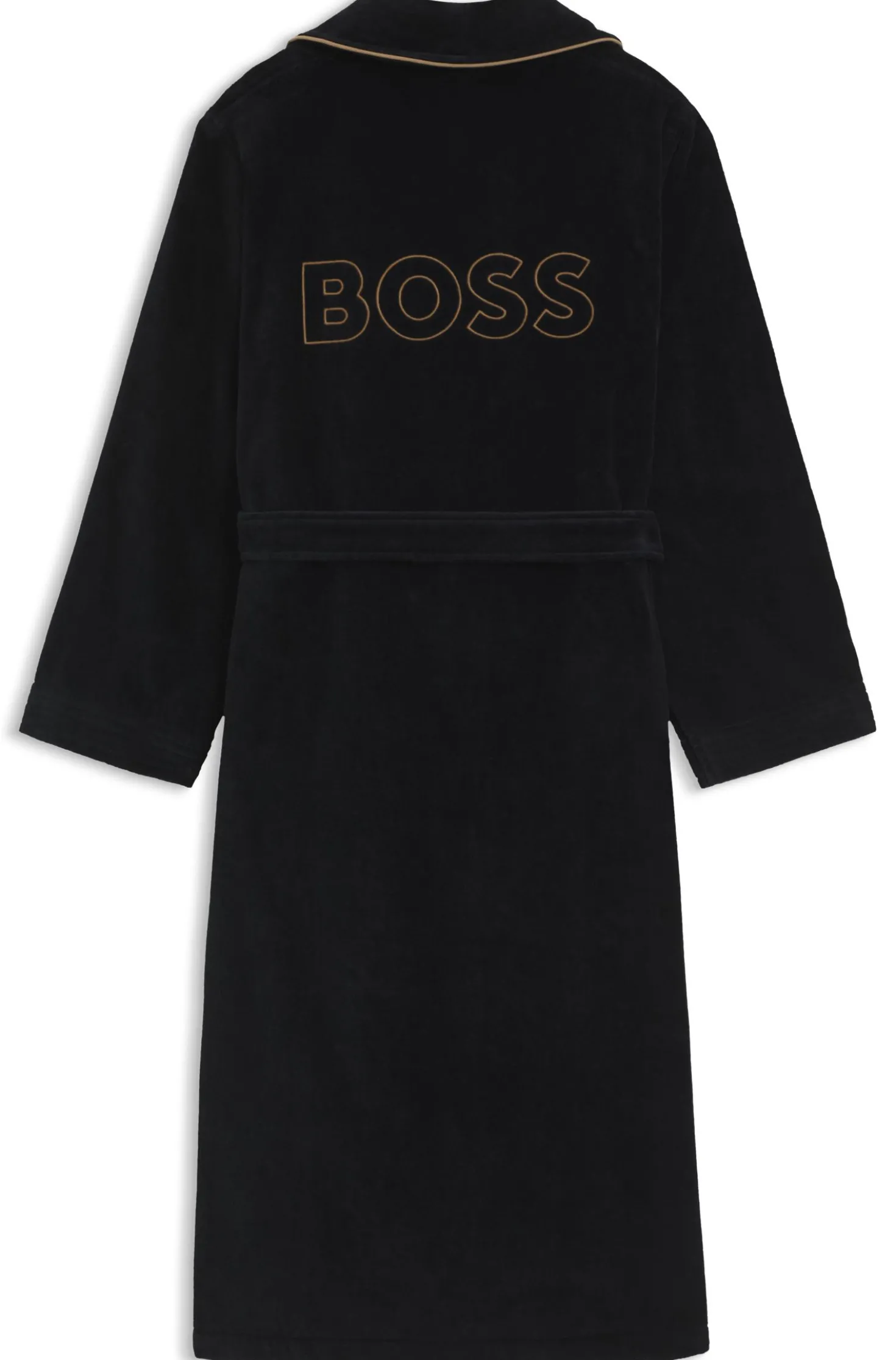 Cotton dressing gown with piping and embroidered branding
