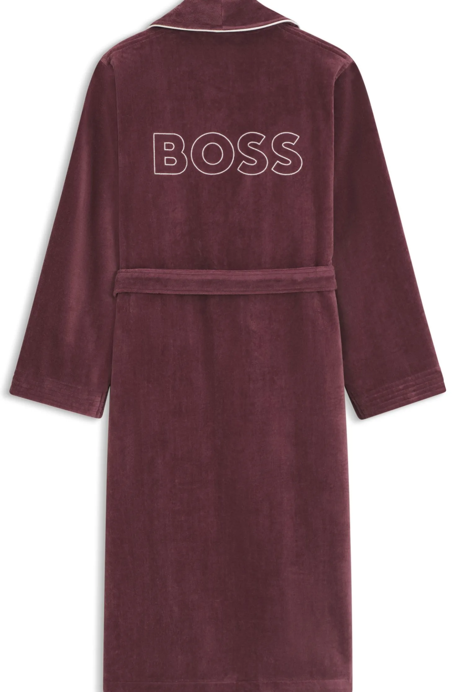 Cotton dressing gown with piping and embroidered branding
