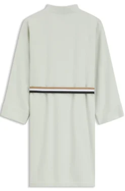 Cotton dressing gown with signature-stripe belt