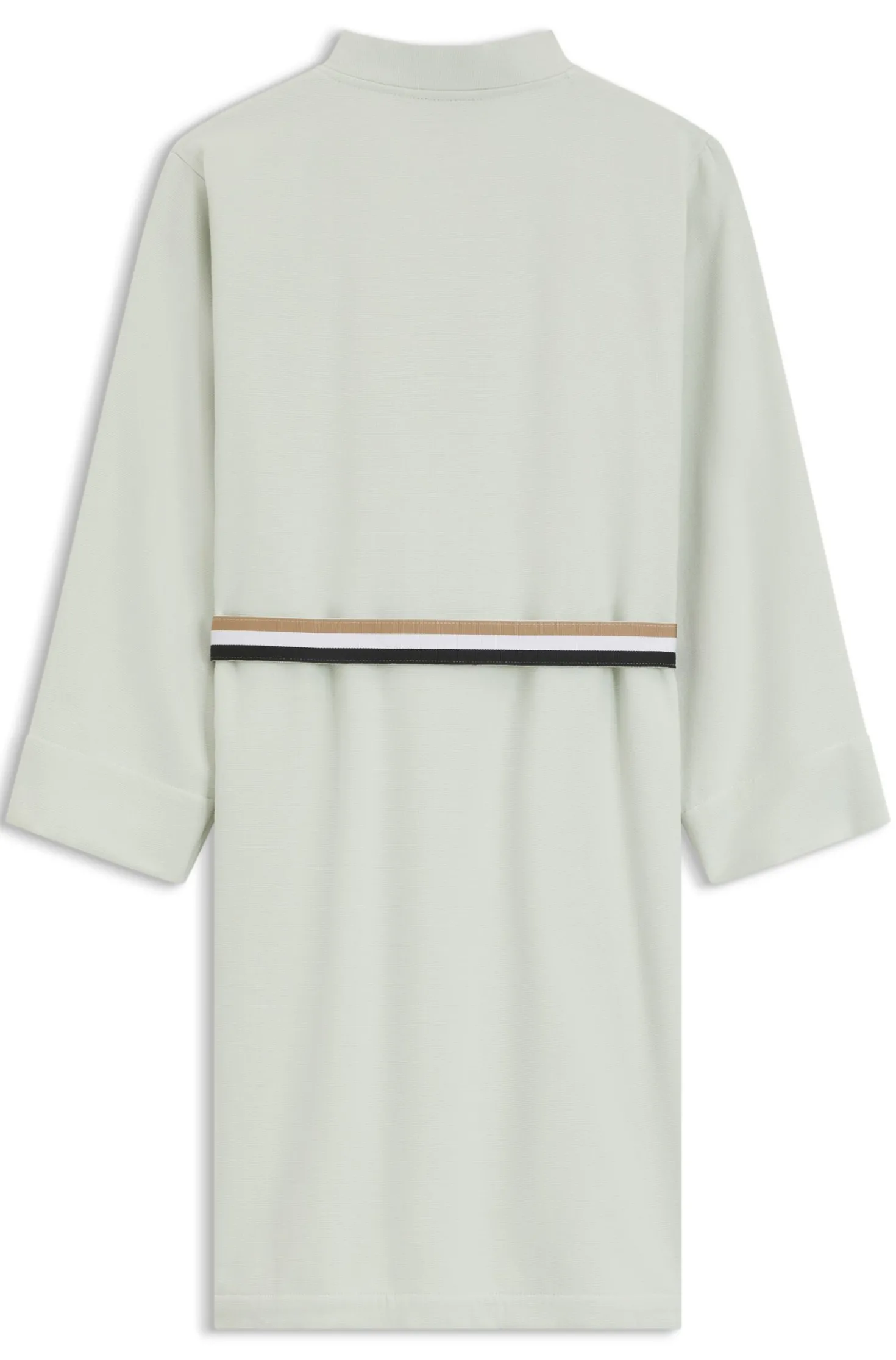 Cotton dressing gown with signature-stripe belt