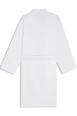Cotton dressing gown with signature-stripe belt
