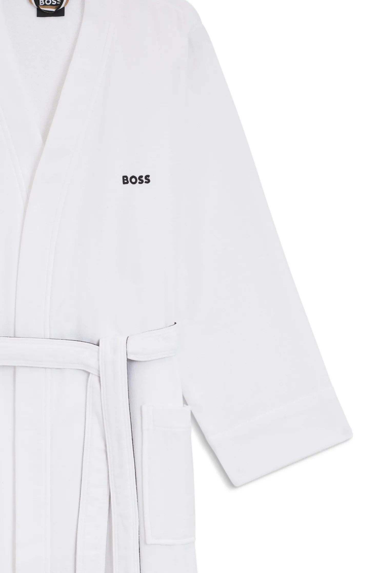 Cotton dressing gown with signature-stripe belt