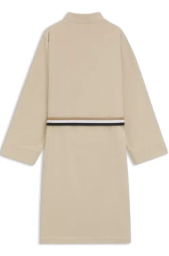 Cotton dressing gown with signature-stripe belt
