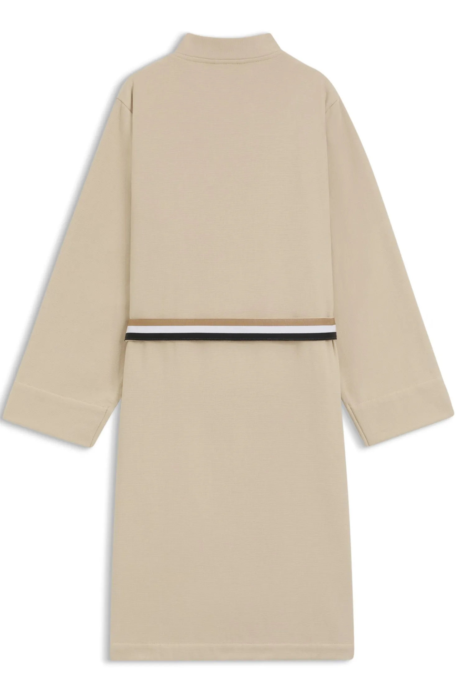 Cotton dressing gown with signature-stripe belt