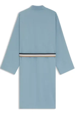 Cotton dressing gown with signature-stripe belt