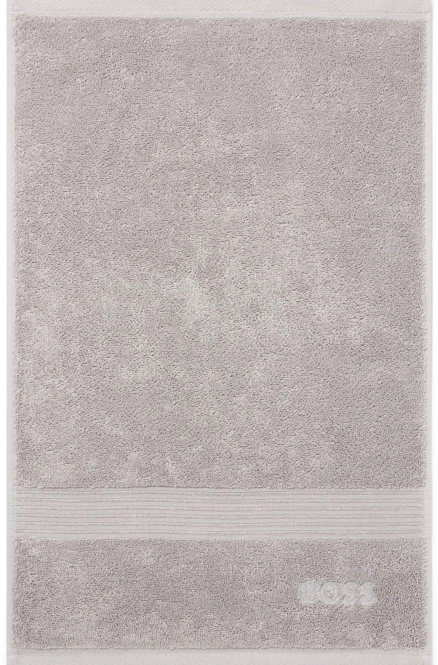 Cotton guest towel in silver with embroidered logo