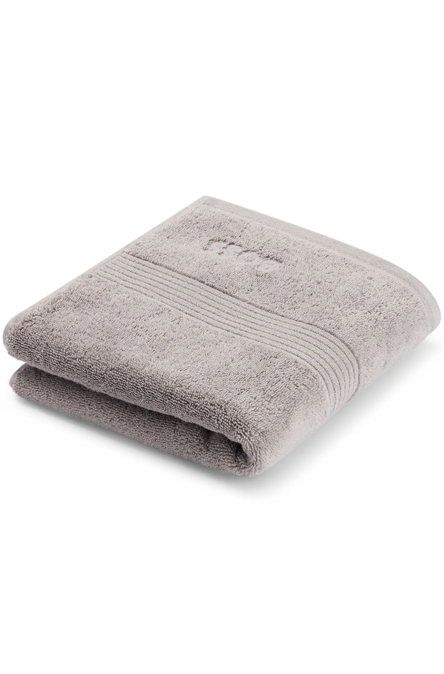 Cotton hand towel in silver with embroidered logo