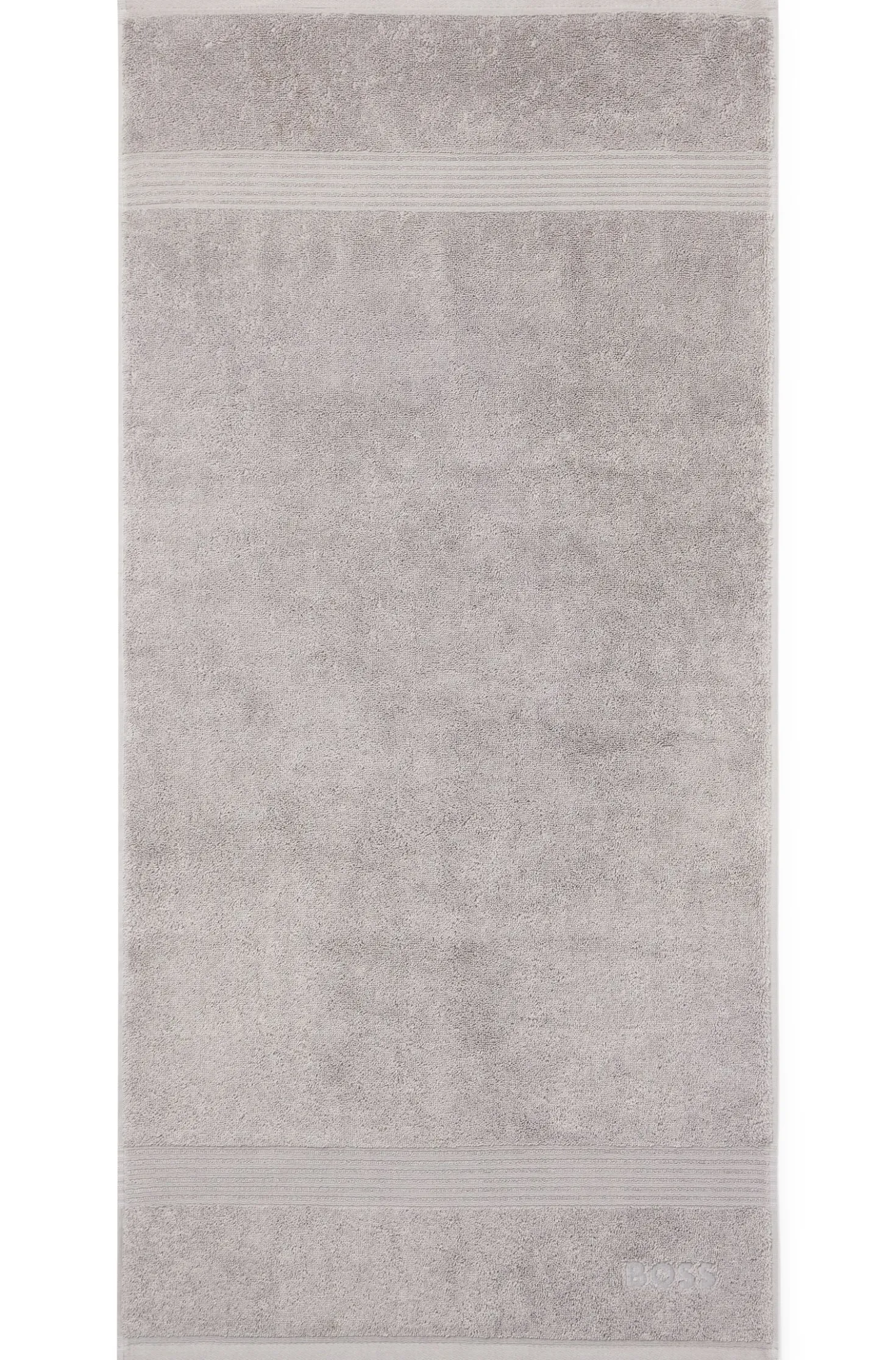 Cotton hand towel in silver with embroidered logo