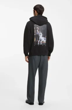 Cotton hoodie with spaced-out logo and back graphic