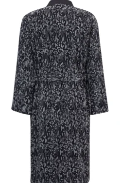 Cotton-jacquard dressing gown with embroidered logo