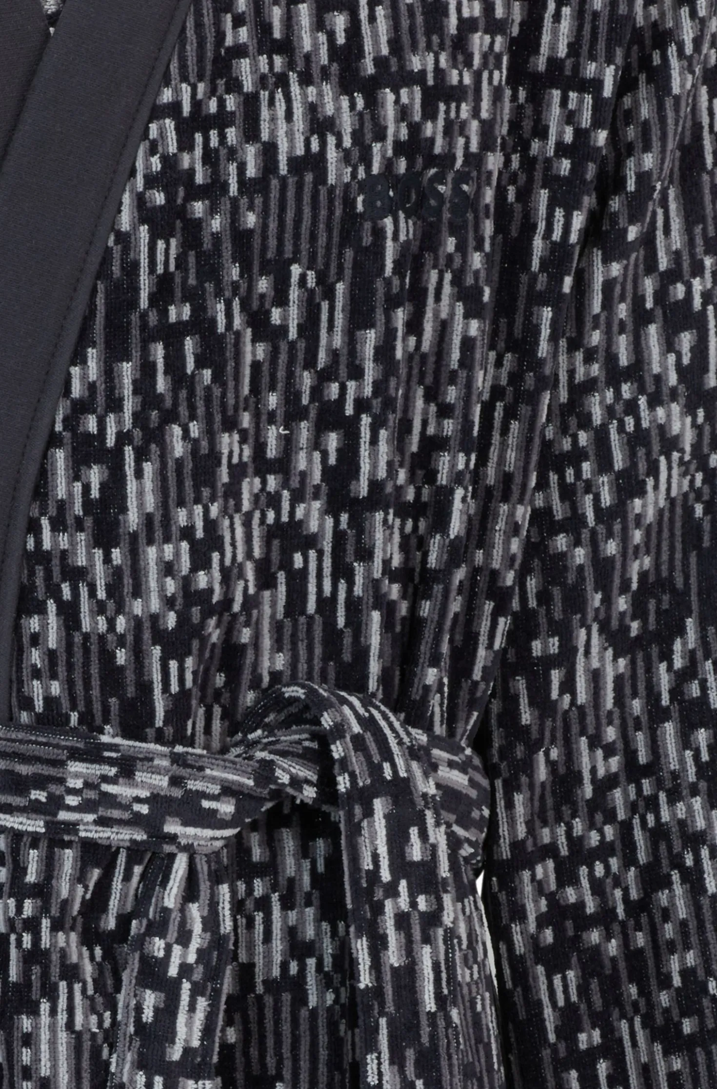 Cotton-jacquard dressing gown with embroidered logo