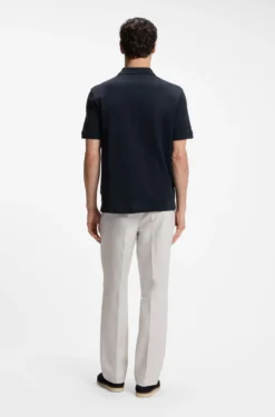 Cotton-jacquard polo shirt with Johnny collar