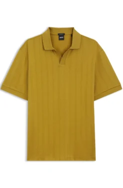 Cotton-jacquard polo shirt with Johnny collar