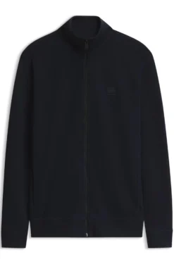 Cotton-jersey jacket with logo badge