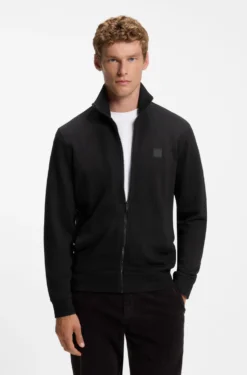 Cotton-jersey jacket with logo badge