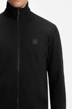 Cotton-jersey jacket with logo badge