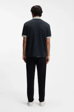 Cotton-jersey polo shirt with stripe trims
