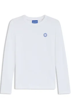Cotton-jersey top with Happy HUGO logo badge