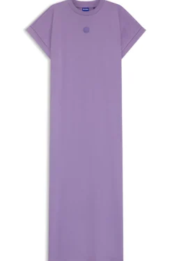 Cotton-jersey T-shirt dress with Happy HUGO logo