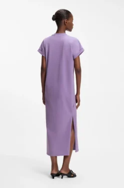 Cotton-jersey T-shirt dress with Happy HUGO logo
