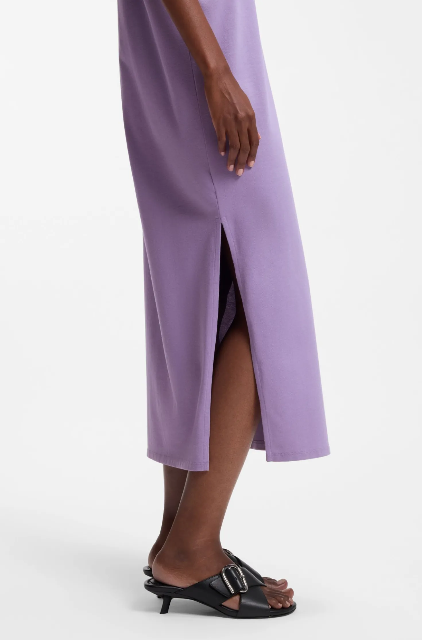 Cotton-jersey T-shirt dress with Happy HUGO logo