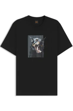 Cotton-jersey T-shirt with animal artwork