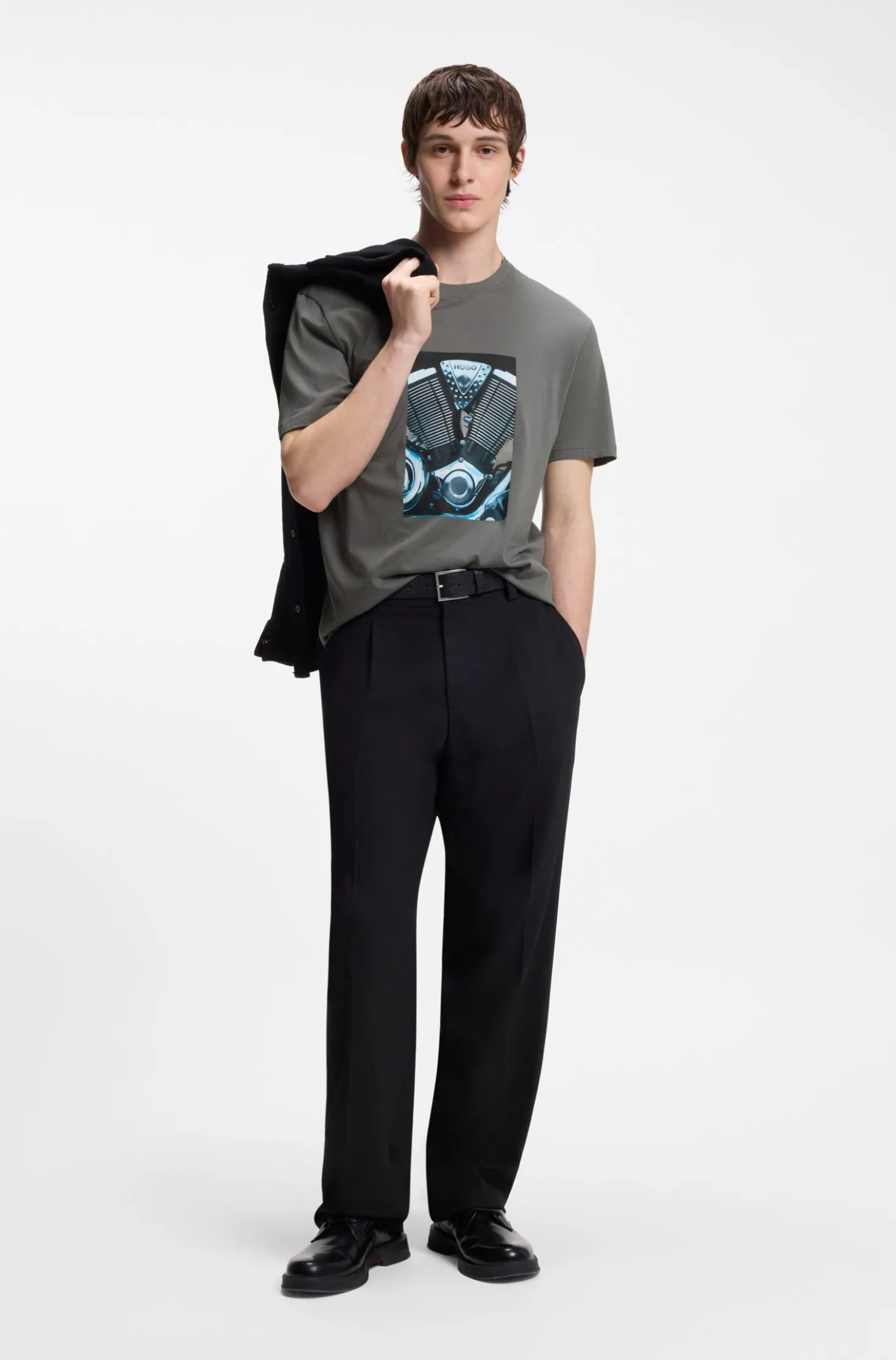 Cotton-jersey T-shirt with biker-inspired artwork