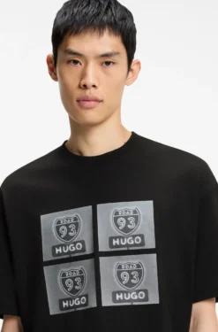 Cotton-jersey T-shirt with biker-inspired artwork