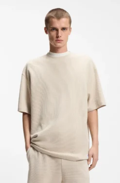 Cotton-jersey T-shirt with blue logo patch