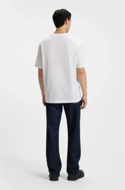Cotton-jersey T-shirt with blue logo print