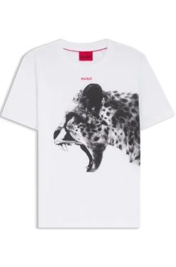 Cotton-jersey T-shirt with cobra print