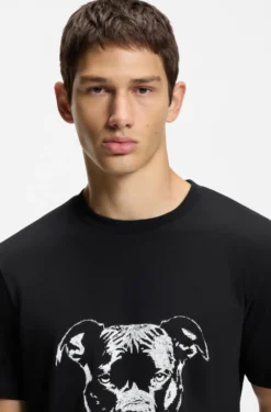 Cotton-jersey T-shirt with dog artwork