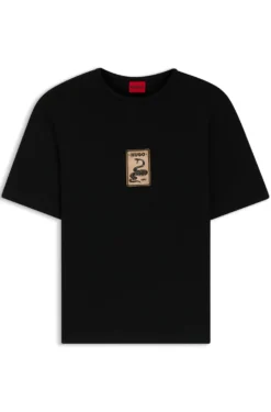Cotton-jersey T-shirt with embroidered badge
