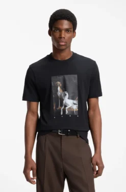 Cotton-jersey T-shirt with graphic print