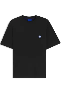 Cotton-jersey T-shirt with Happy HUGO logo