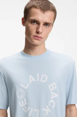 Cotton-jersey T-shirt with Happy HUGO logo