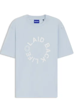 Cotton-jersey T-shirt with Happy HUGO logo